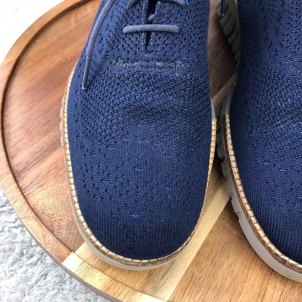 Cole Haan ZeroGrand Stitchlite Wingtip Oxford Mens 9M Blue Dress Shoe C27844